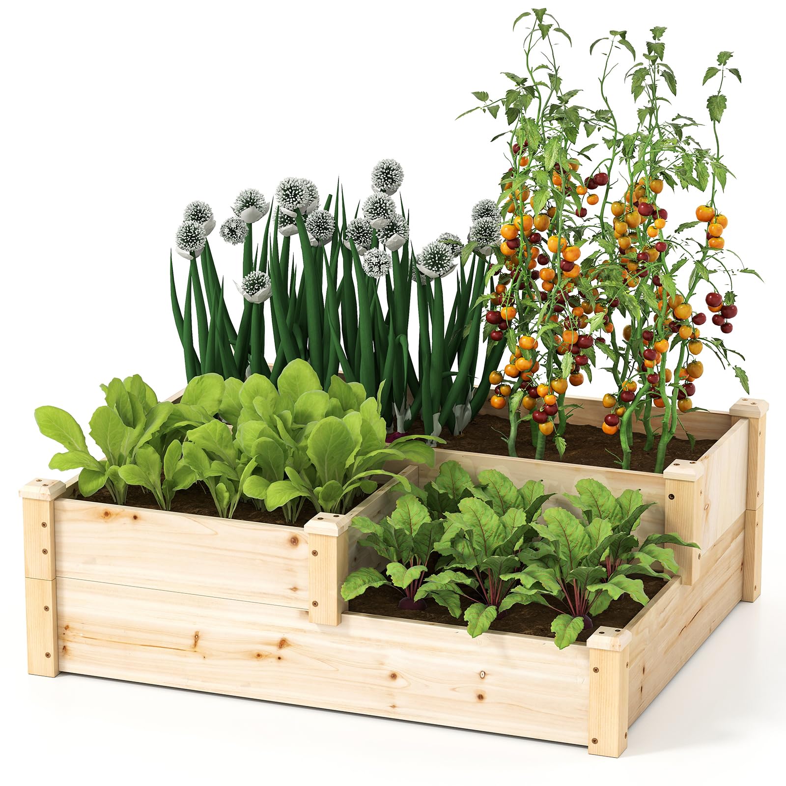 Safstar 3-Tier Raised Garden Bed, Outdoor Elevated Planter Box for